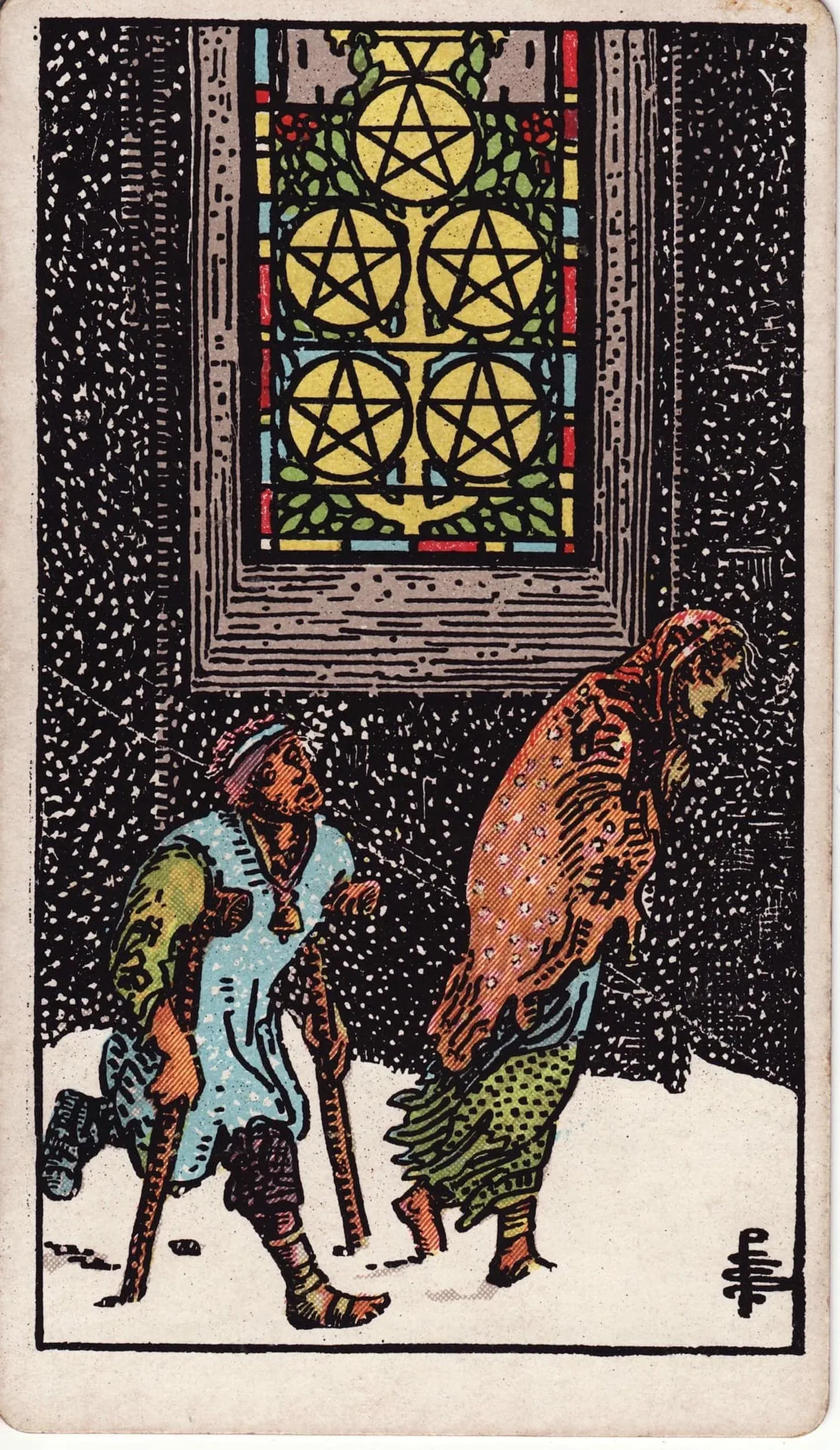 The Five of Pentacles tarot card