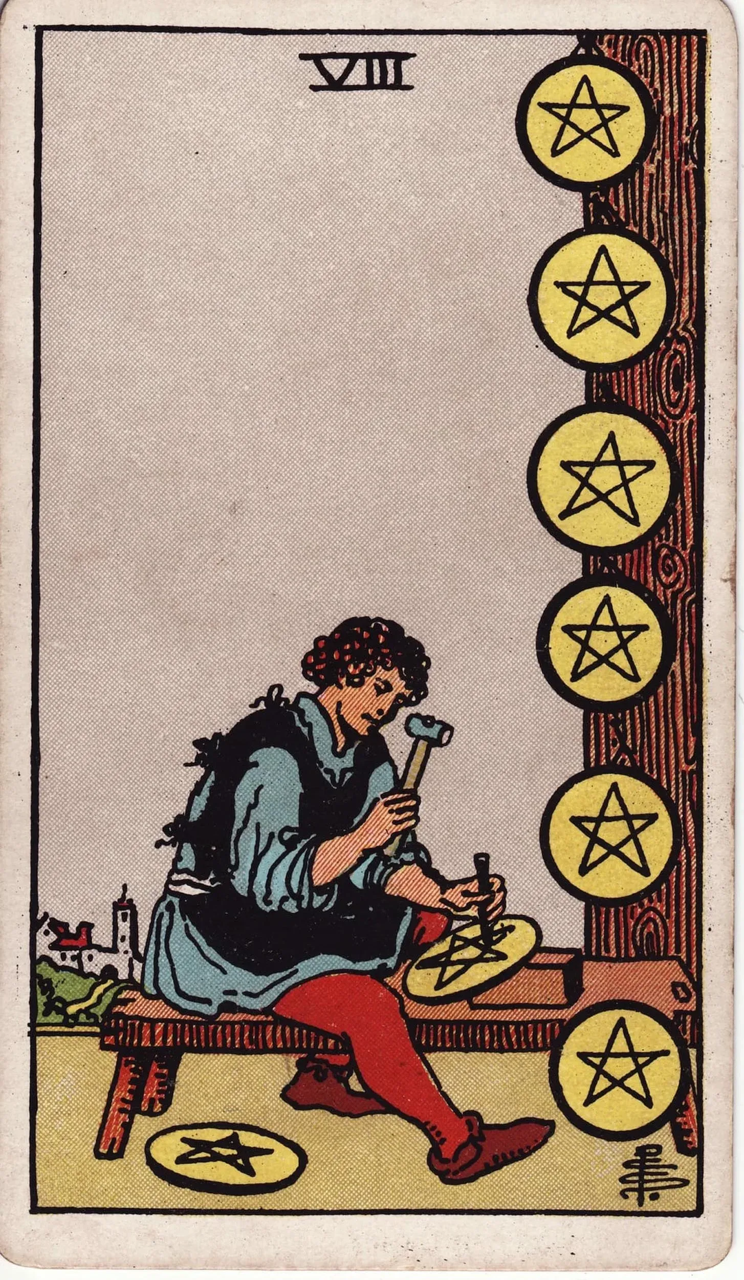 The Eight of Pentacles tarot card