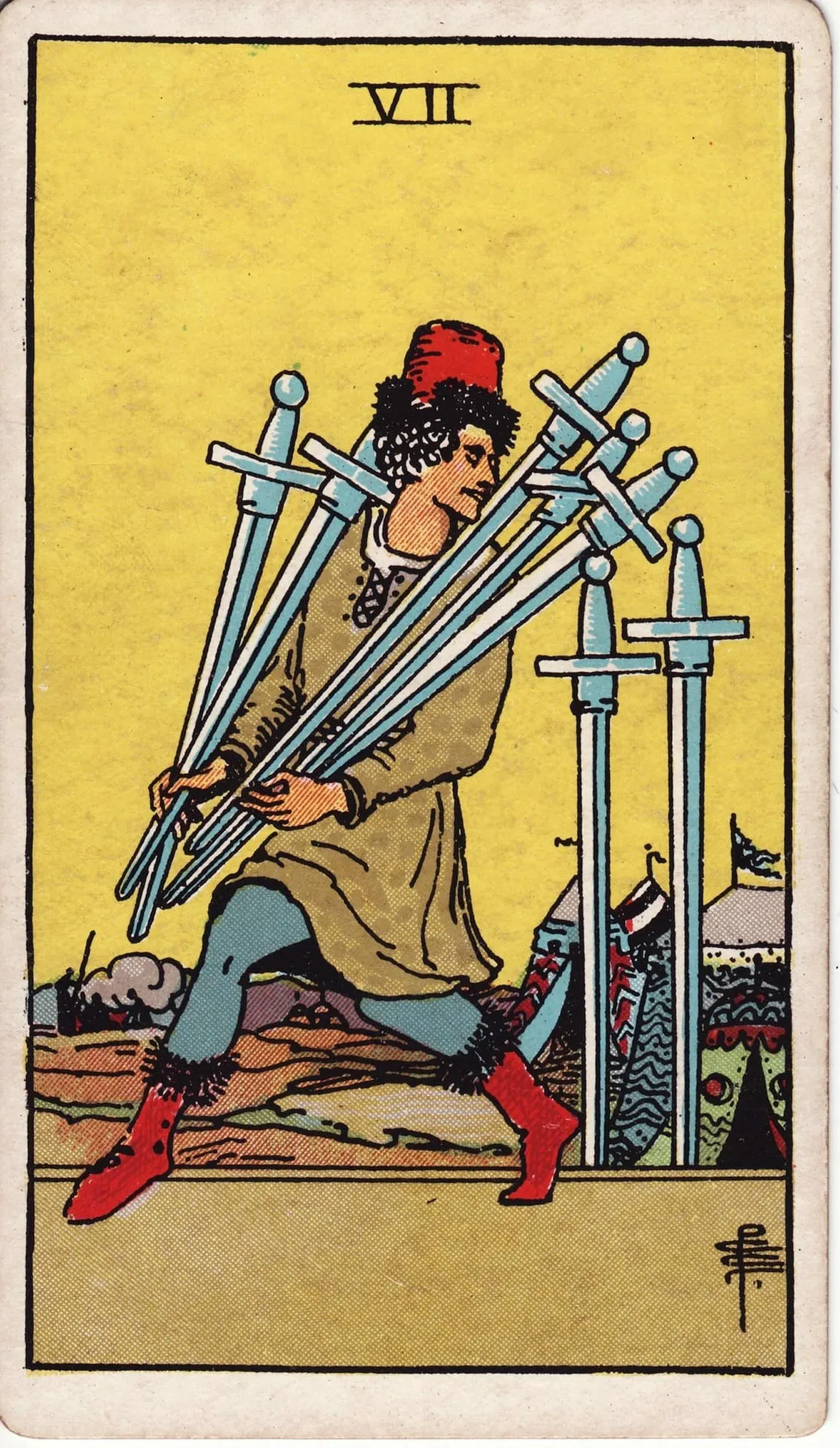 The Seven of Swords tarot card