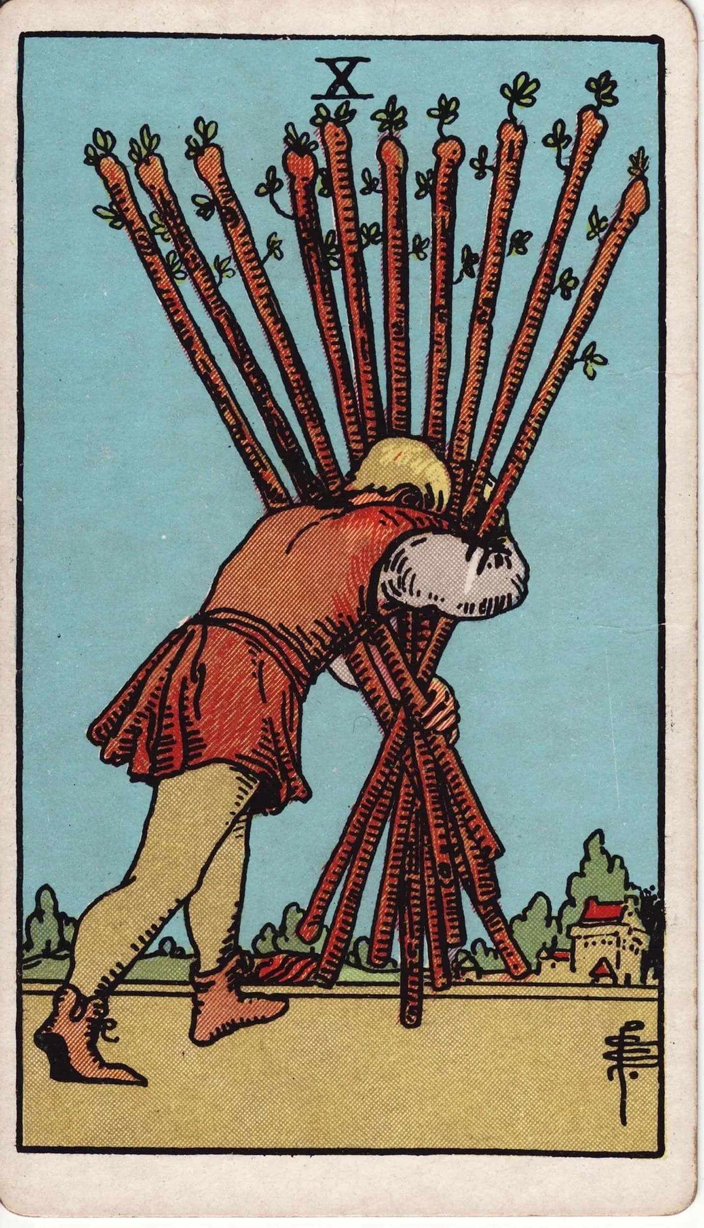 The Ten of Wands tarot card