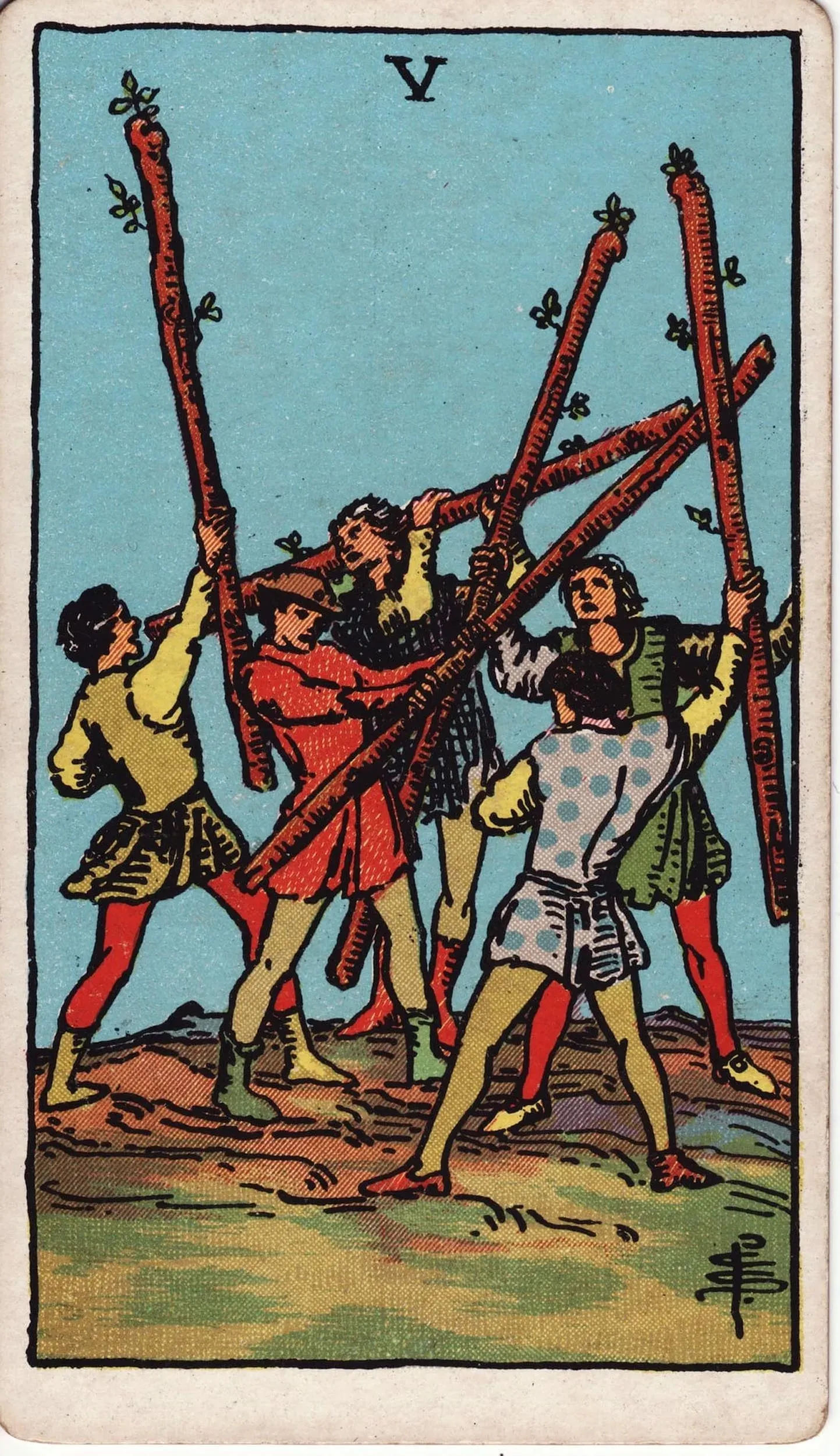 The Five of Wands tarot card