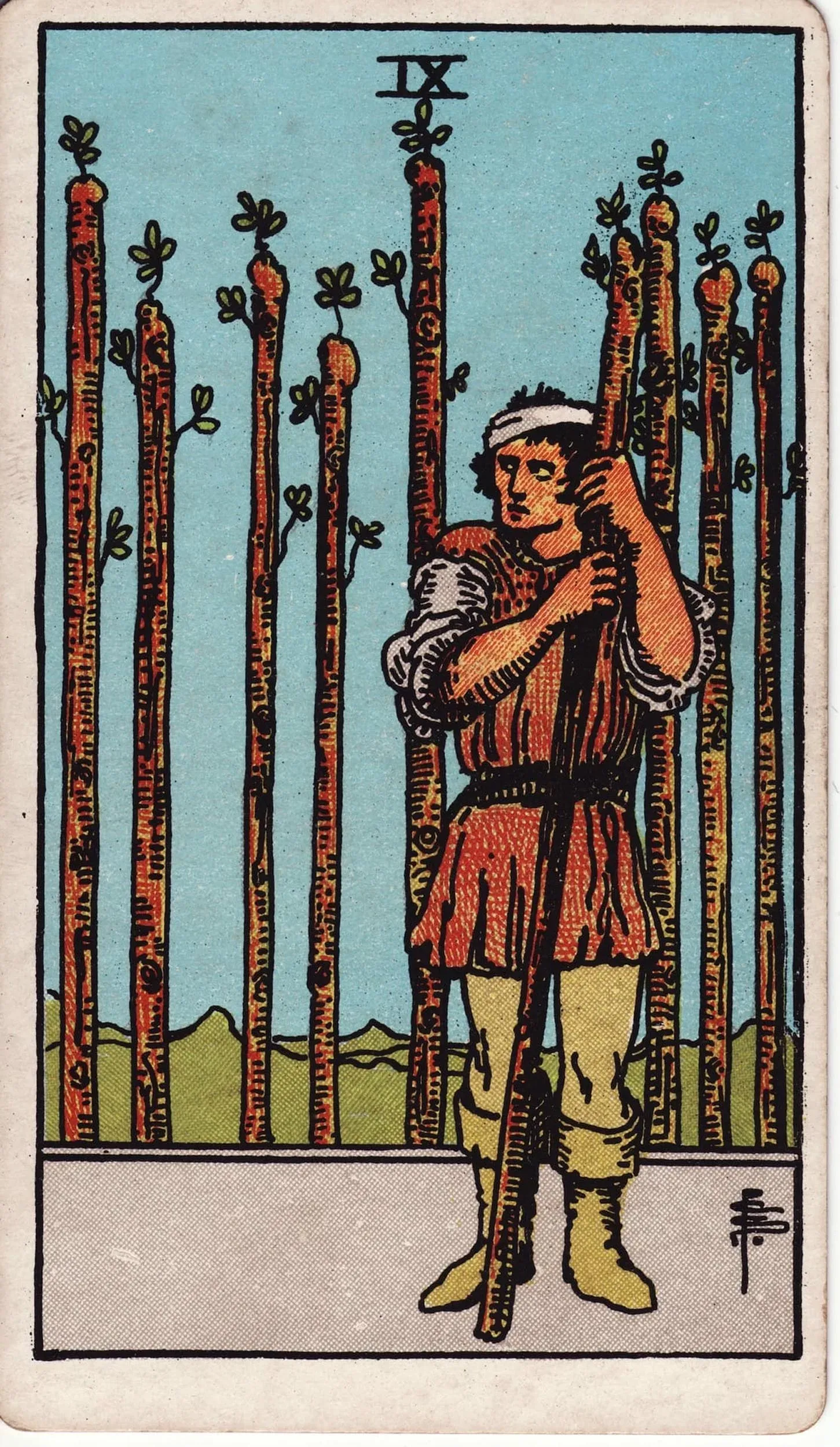 The Nine of Wands tarot card